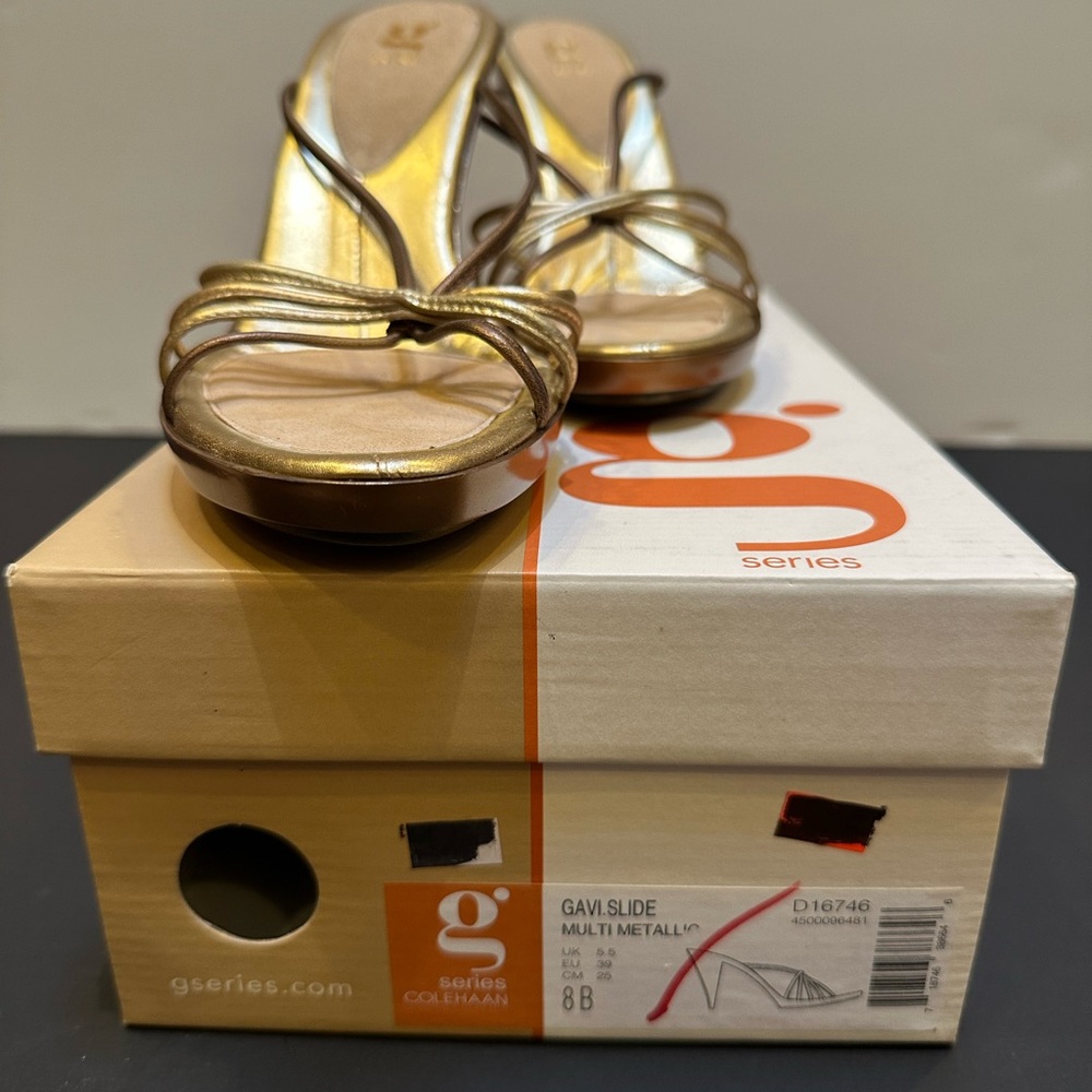 NWT Cole Haan x Nike Lab - G Series Gold Strappy Heels - Picture 10 of 10